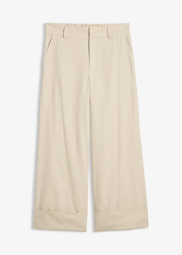 Chinohose aus reiner Bio-Baumwolle in beige von vorne - bonprix
