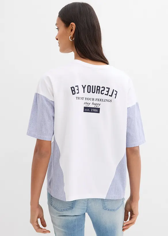 Oversize-Shirt aus Material-Mix in weiß von hinten (im Anschnitt) - bonprix Oversize-Shirt aus Material-Mix in weiß von hinten (im Anschnitt) - bonprix