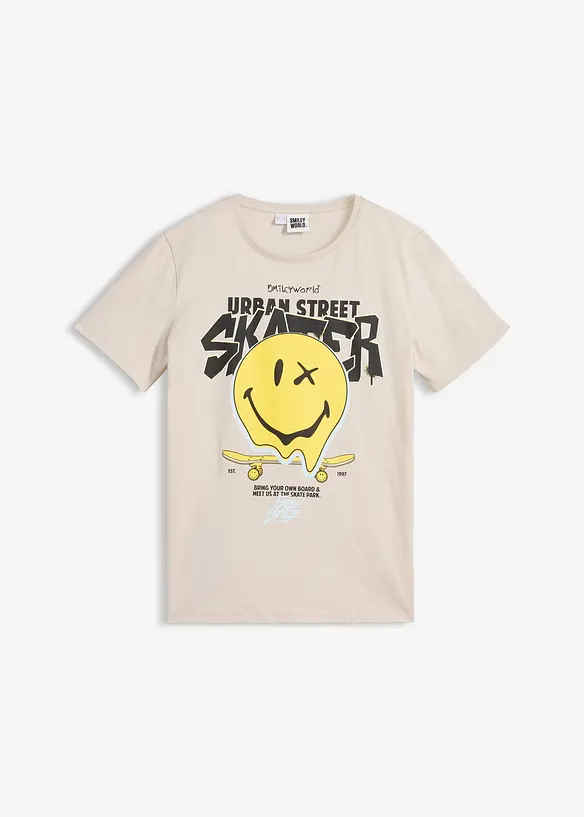Smiley T-Shirt aus reiner Bio Baumwolle in grau von vorne - SmileyWorld