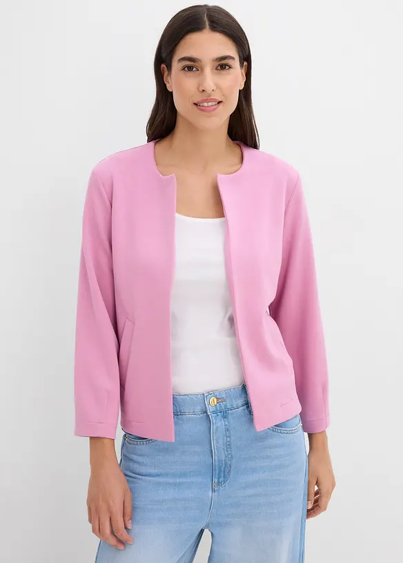 Scuba-Jacke aus softem Viskose-Mix in rosa von vorne (im Anschnitt) - bonprix Scuba-Jacke aus softem Viskose-Mix in rosa von vorne (im Anschnitt) - bonprix