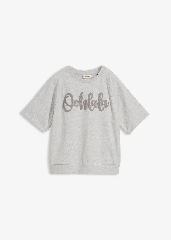 Halbarm-Sweatshirt aus Baumwoll-Mix in grau von vorne - bonprix Halbarm-Sweatshirt aus Baumwoll-Mix in grau von vorne - bonprix