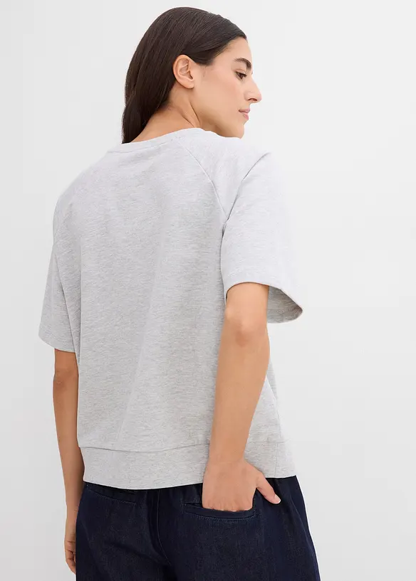 Halbarm-Sweatshirt aus Baumwoll-Mix in grau von hinten (im Anschnitt) - bonprix Halbarm-Sweatshirt aus Baumwoll-Mix in grau von hinten (im Anschnitt) - bonprix