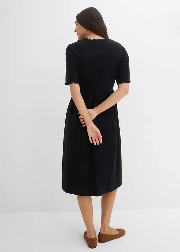Shirtkleid aus reiner Baumwolle in schwarz von hinten (Totalaufnahme) - bonprix