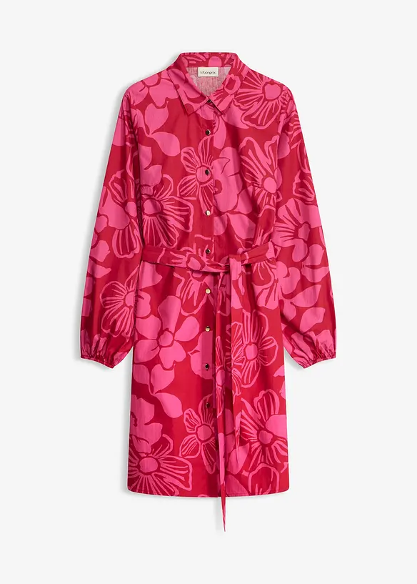 Blusenkleid aus reiner Baumwolle in pink von vorne - bonprix Blusenkleid aus reiner Baumwolle in pink von vorne - bonprix