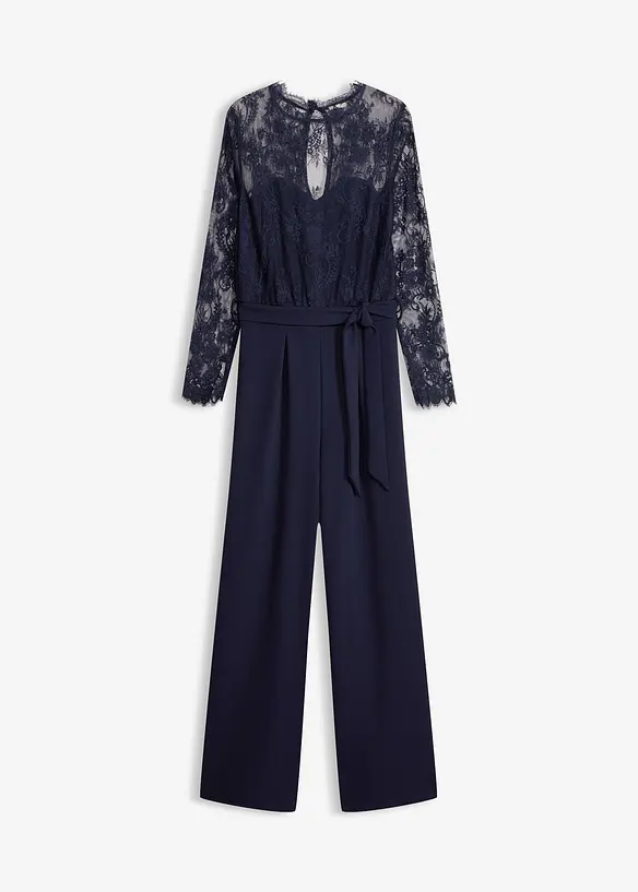 Jumpsuit mit Spitze in blau von vorne - bonprix Jumpsuit mit Spitze in blau von vorne - bonprix