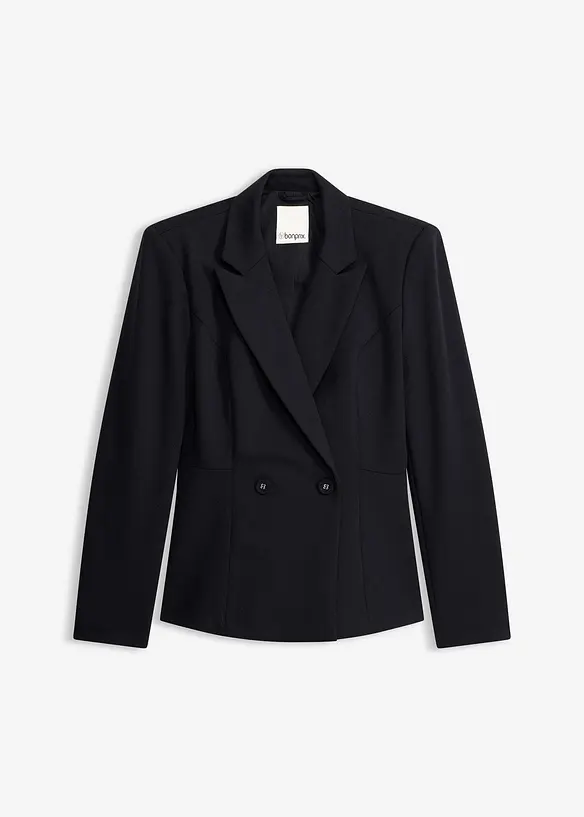 Blazer-Jacke mit Peplum in schwarz von vorne - bonprix Blazer-Jacke mit Peplum in schwarz von vorne - bonprix