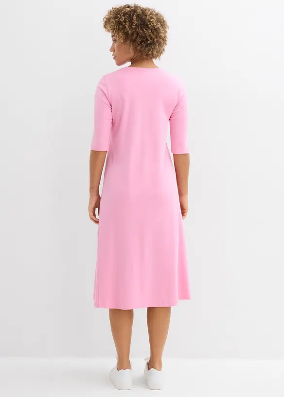 Jerseykleid aus schwerer Baumwolle in rosa von hinten (Totalaufnahme) - bonprix