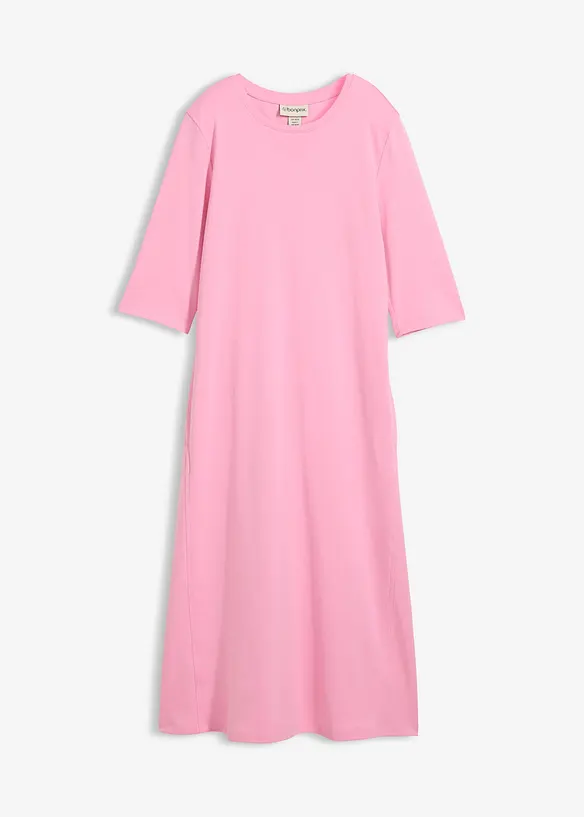 Jerseykleid aus schwerer Baumwolle in rosa von vorne - bonprix