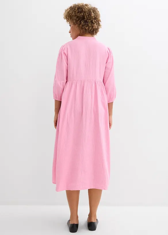 Musselin-Tunika-Kleid aus reiner Baumwolle in rosa von hinten (Totalaufnahme) - bonprix Musselin-Tunika-Kleid aus reiner Baumwolle in rosa von hinten (Totalaufnahme) - bonprix