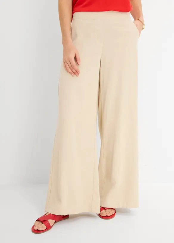 Palazzo-Hose aus Viskose-Mix in beige von vorne - bonprix Palazzo-Hose aus Viskose-Mix in beige von vorne - bonprix