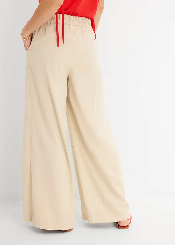 Palazzo-Hose aus Viskose-Mix in beige von hinten - bonprix Palazzo-Hose aus Viskose-Mix in beige von hinten - bonprix