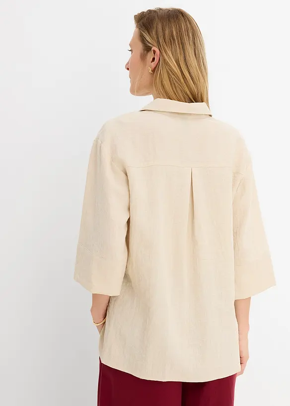 Tunika aus softem Viskose-Mix in beige von hinten (im Anschnitt) - bonprix