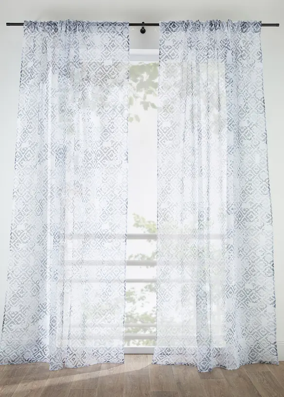 Gardine mit recyceltem Polyester und  Druck (1er Pack) in grau - bonprix