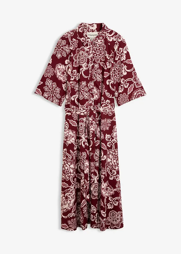 Hemdblusenkleid aus fließender Viskose in rot von vorne - bonprix Hemdblusenkleid aus fließender Viskose in rot von vorne - bonprix