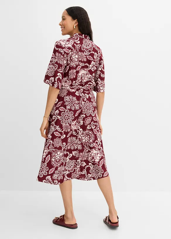 Hemdblusenkleid aus fließender Viskose in rot von hinten (Totalaufnahme) - bonprix Hemdblusenkleid aus fließender Viskose in rot von hinten (Totalaufnahme) - bonprix