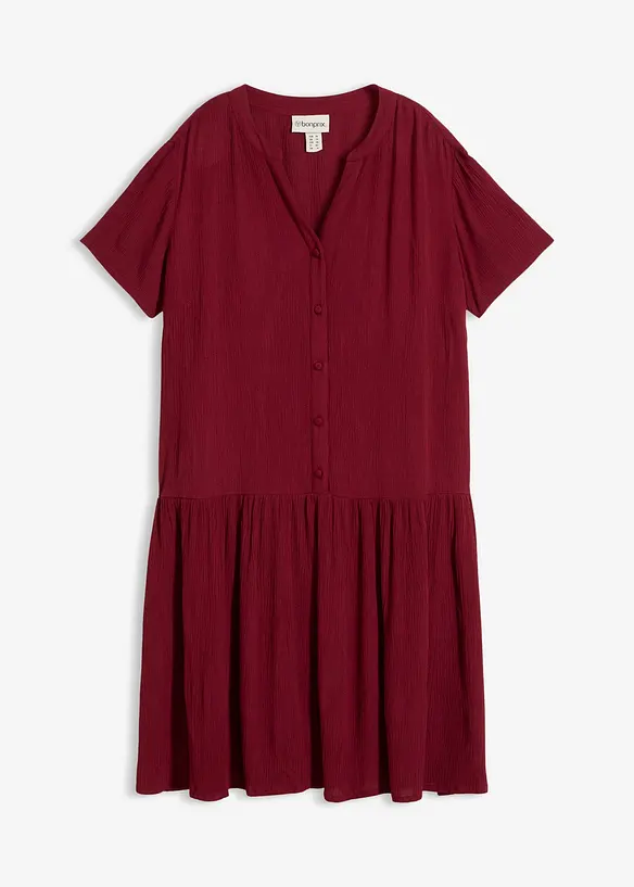 Tunika-Kleid mit Crinkle-Effekt aus softer Viskose in rot von vorne - bonprix