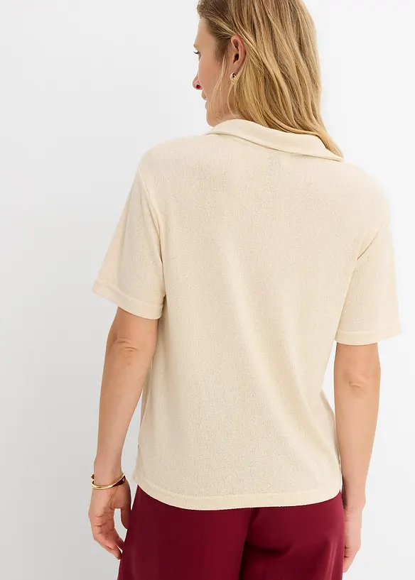 Poloshirt im Struktur-Material in beige von hinten (im Anschnitt) - bonprix Poloshirt im Struktur-Material in beige von hinten (im Anschnitt) - bonprix