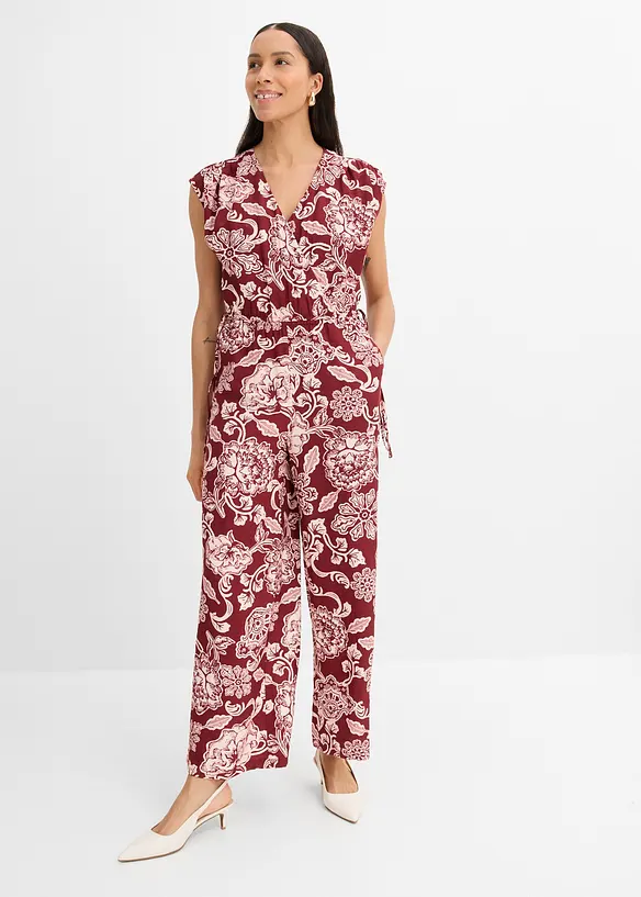 Jumpsuit in rot von vorne (Totalaufnahme) - bonprix