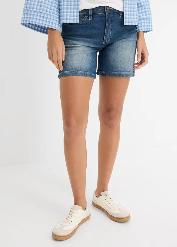 Jeans-Shorts Slim Fit Mid Waist (2er Pack) in blau von vorne - bonprix