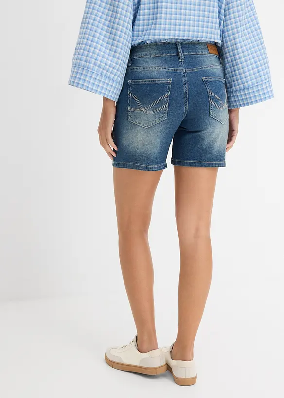 Jeans-Shorts Slim Fit Mid Waist (2er Pack) in blau von hinten - bonprix