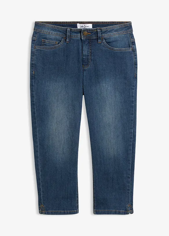 Capri-Jeans Mid Waist, mit Gürtelschlaufen in blau von vorne - bonprix Capri-Jeans Mid Waist, mit Gürtelschlaufen in blau von vorne - bonprix