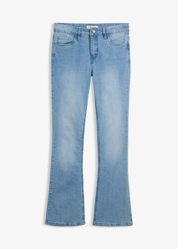 Bootcut-Jeans Mid Waist, Stretch in blau von vorne - bonprix