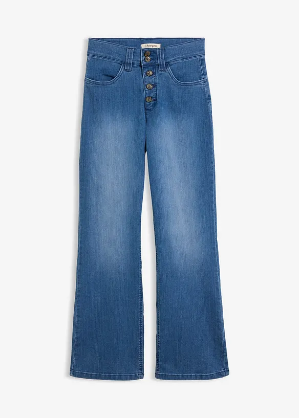 Straight-Jeans High Waist, Stretch in blau von vorne - bonprix Straight-Jeans High Waist, Stretch in blau von vorne - bonprix