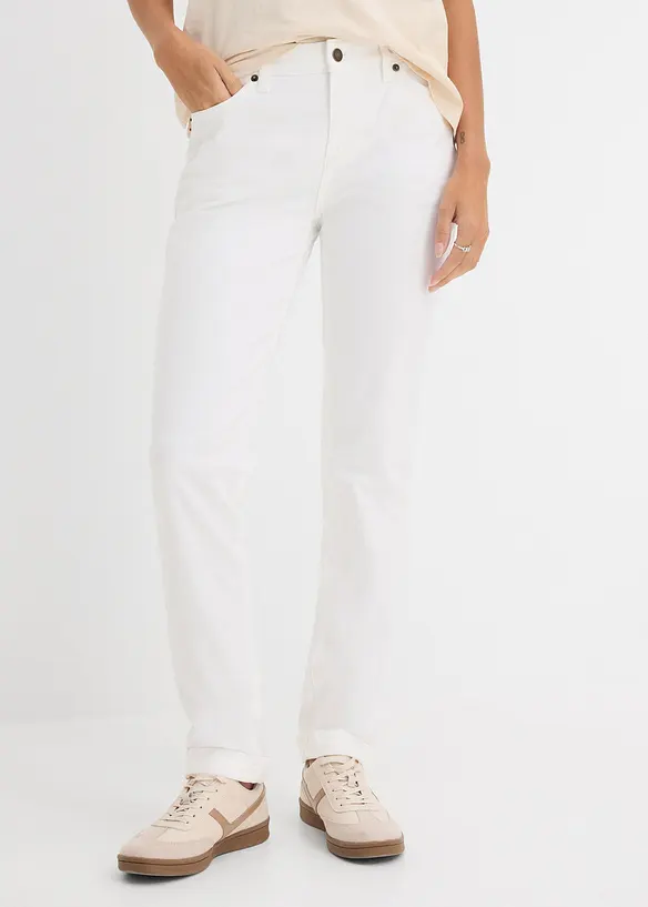 Straight Jeans High Waist, Stretch in weiß von vorne - bonprix