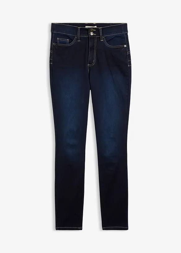 Slim-Fit-Jeans High Waist, Super Stretch in blau von vorne - bonprix Slim-Fit-Jeans High Waist, Super Stretch in blau von vorne - bonprix