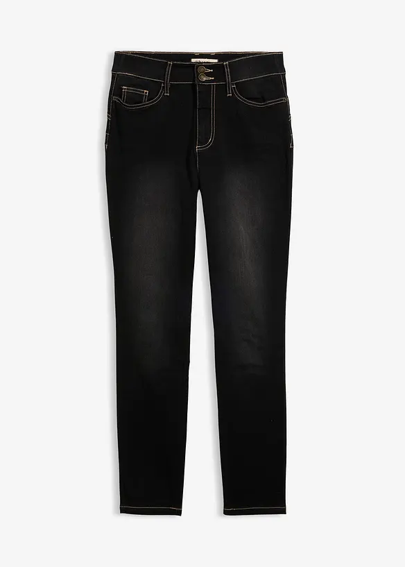 Slim-Fit-Jeans High Waist, Super Stretch in schwarz von vorne - bonprix
