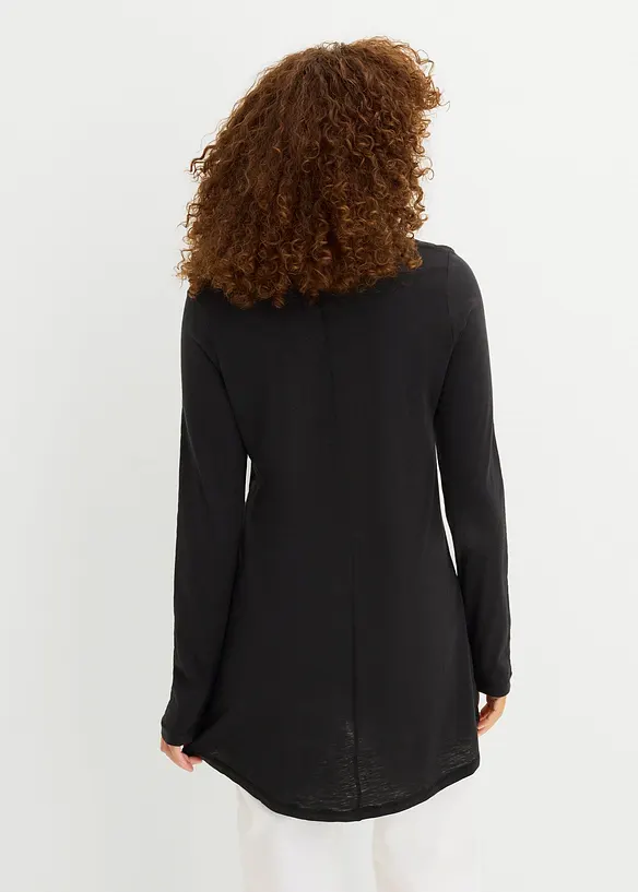 Langarmshirt aus leichtem Slub-Jersey-Material in schwarz von hinten (im Anschnitt) - bonprix