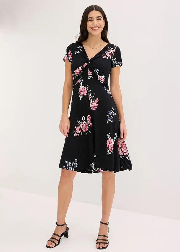 Jerseykleid aus Viskose-Mix in schwarz von vorne (Totalaufnahme) - bonprix Jerseykleid aus Viskose-Mix in schwarz von vorne (Totalaufnahme) - bonprix
