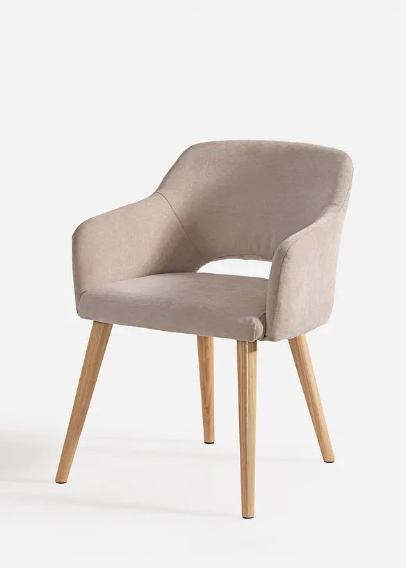 Stuhl mit Holzbeinen - beige - Wohnen