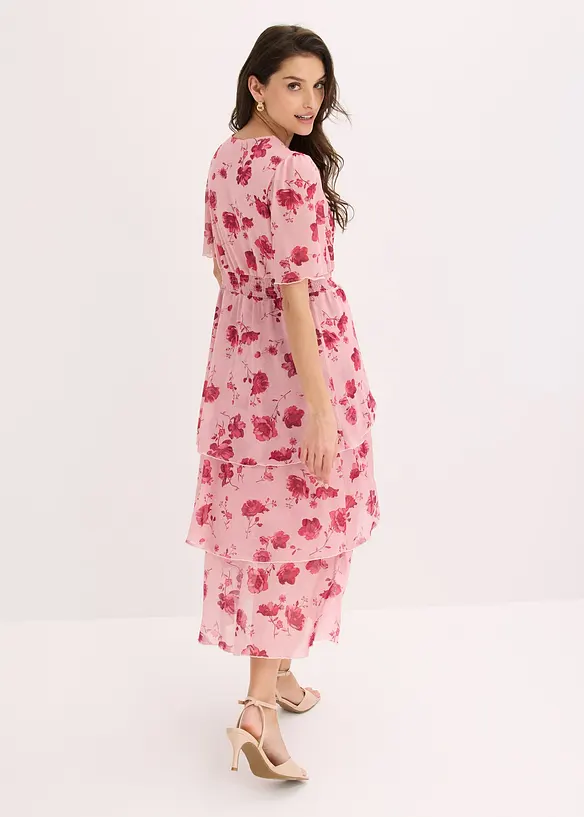 Midikleid aus softem Mesh in rosa von hinten (Totalaufnahme) - bonprix
