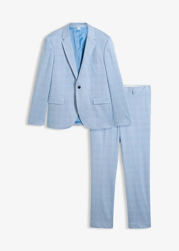 Anzug (2tlg. Set) aus Komfort-Stretch Material, Modern Fit in blau von vorne - bonprix