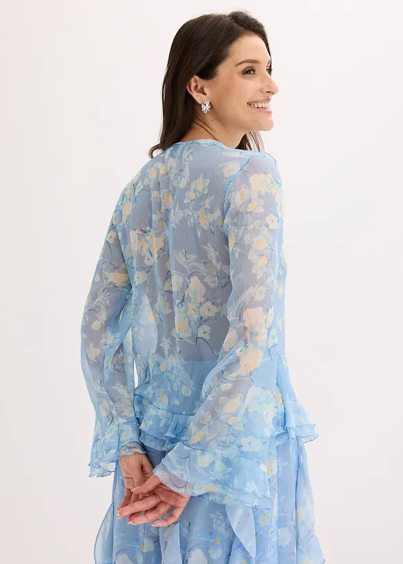 Chiffonbluse mit Volants in blau von hinten (im Anschnitt) - bonprix Chiffonbluse mit Volants in blau von hinten (im Anschnitt) - bonprix