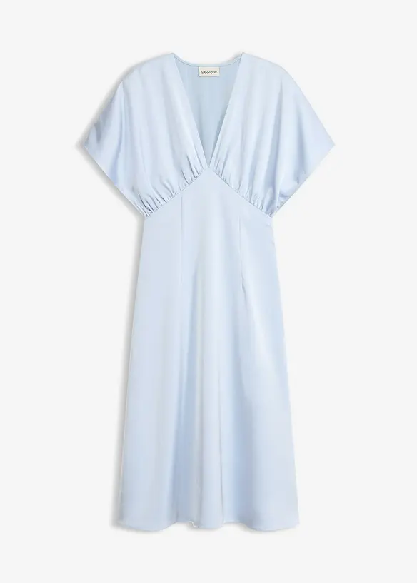 Midikleid aus glänzendem Satin in blau von vorne - bonprix Midikleid aus glänzendem Satin in blau von vorne - bonprix