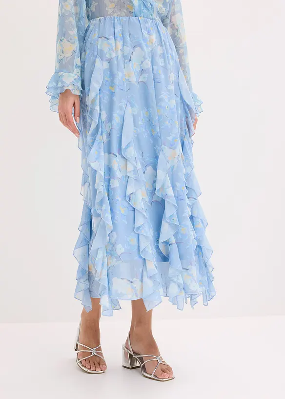 Maxirock aus leichtem Chiffon in blau von vorne - bonprix Maxirock aus leichtem Chiffon in blau von vorne - bonprix