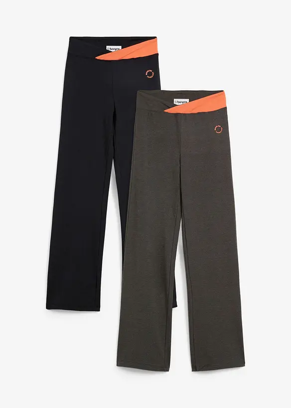 Baumwoll-Sporthose, Bootcut (2er Pack) in grau von vorne - bonprix Baumwoll-Sporthose, Bootcut (2er Pack) in grau von vorne - bonprix