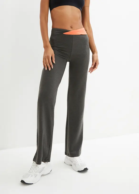 Baumwoll-Sporthose, Bootcut (2er Pack) in grau von vorne - bonprix Baumwoll-Sporthose, Bootcut (2er Pack) in grau von vorne - bonprix