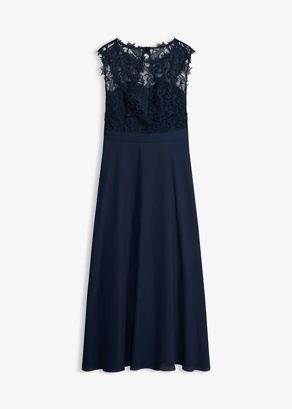 Maxikleid mit Spitze in blau von vorne - bonprix Maxikleid mit Spitze in blau von vorne - bonprix
