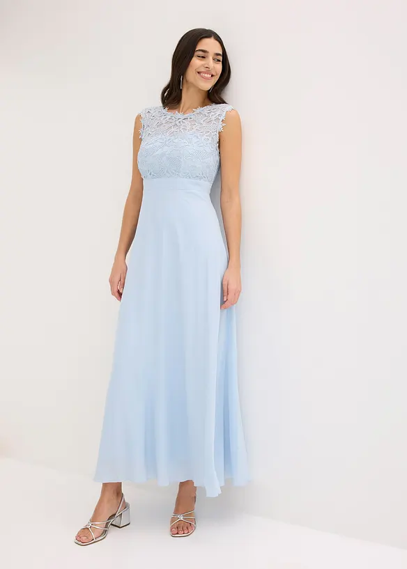 Maxikleid mit Spitze in blau von vorne (Totalaufnahme) - bonprix Maxikleid mit Spitze in blau von vorne (Totalaufnahme) - bonprix