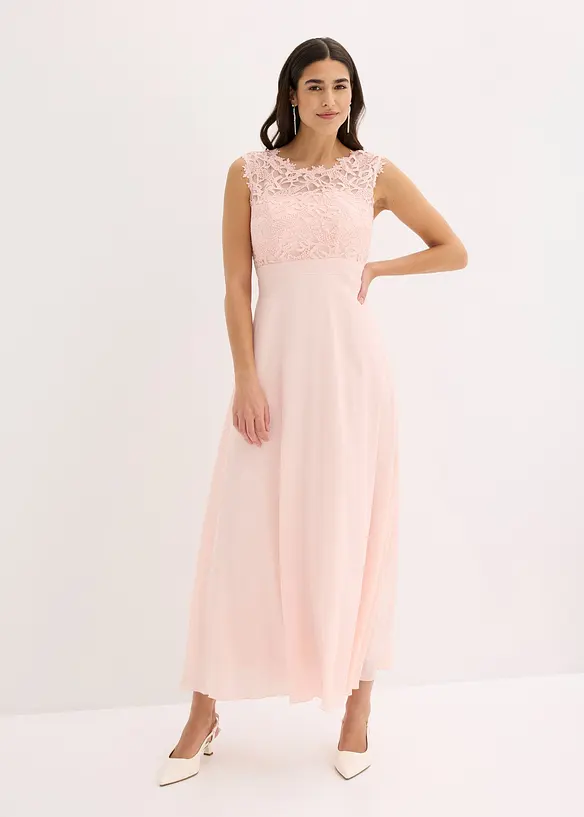 Maxikleid mit Spitze in rosa von vorne (Totalaufnahme) - bonprix Maxikleid mit Spitze in rosa von vorne (Totalaufnahme) - bonprix