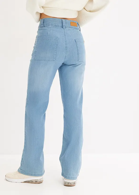 Straight-Jeans High Waist, Stretch in blau von hinten - bonprix Straight-Jeans High Waist, Stretch in blau von hinten - bonprix