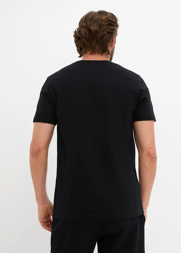 T-Shirt aus reiner Bio-Baumwolle, Slim Fit in schwarz von hinten (im Anschnitt) - bonprix