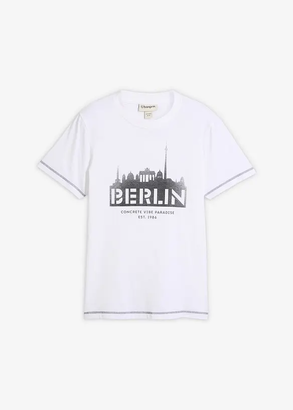T-Shirt aus reiner Bio-Baumwolle in weiß von vorne - bonprix