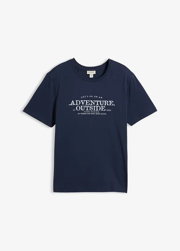T-Shirt aus reiner Baumwolle in blau von vorne - bonprix