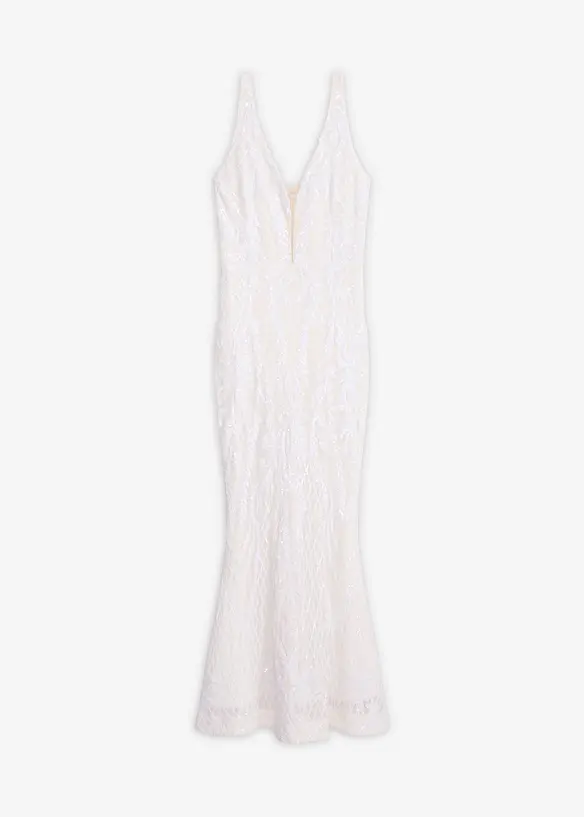 Brautkleid mit Paillettenstickerei in weiß von vorne - bonprix
