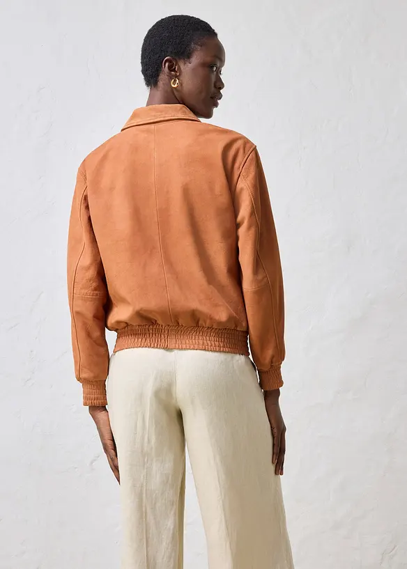 Blouson aus Veloursleder in braun von hinten (im Anschnitt) - bonprix