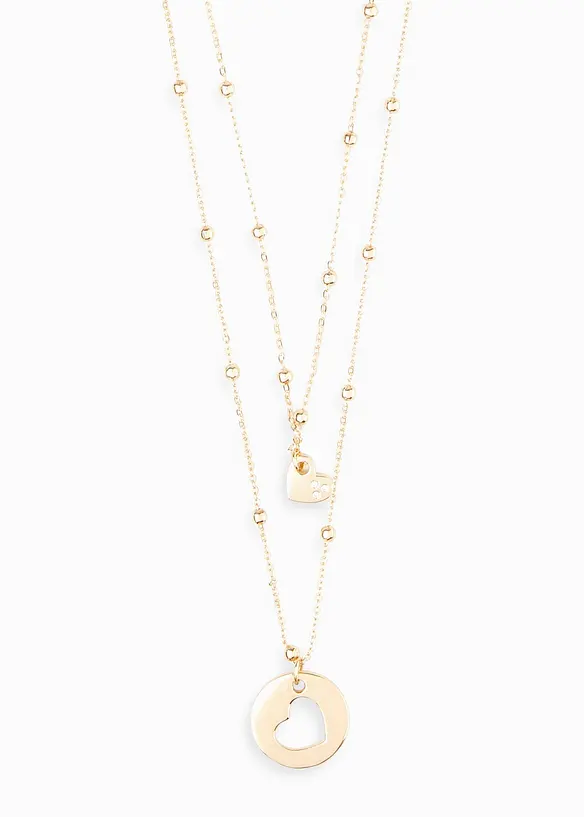 Kettenset (2-tlg. Set) mit Herzanhängern in gold von vorne - bonprix Kettenset (2-tlg. Set) mit Herzanhängern in gold von vorne - bonprix